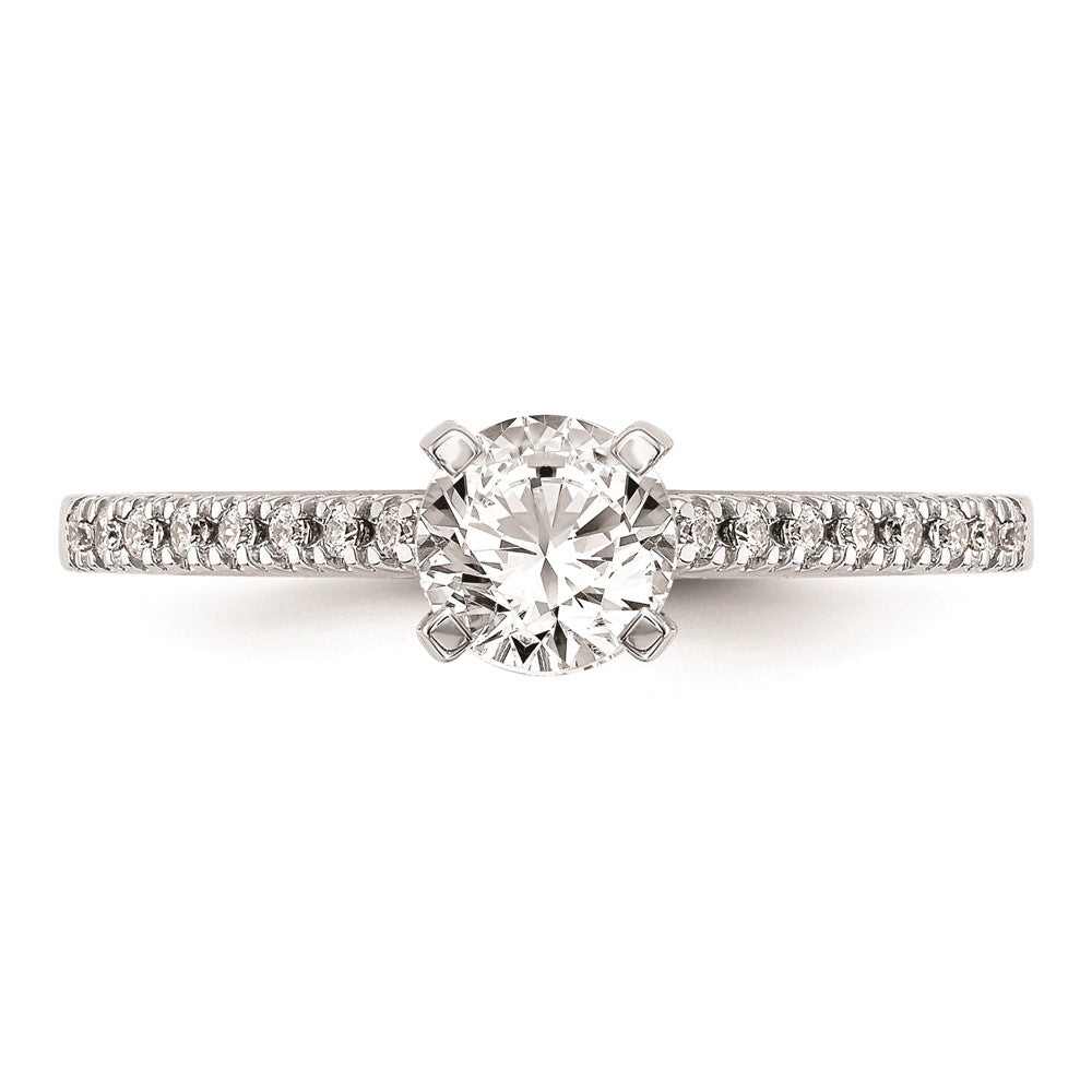 0.10ct. CZ Solid Real 14K White Gold Peg Set Engagement Ring