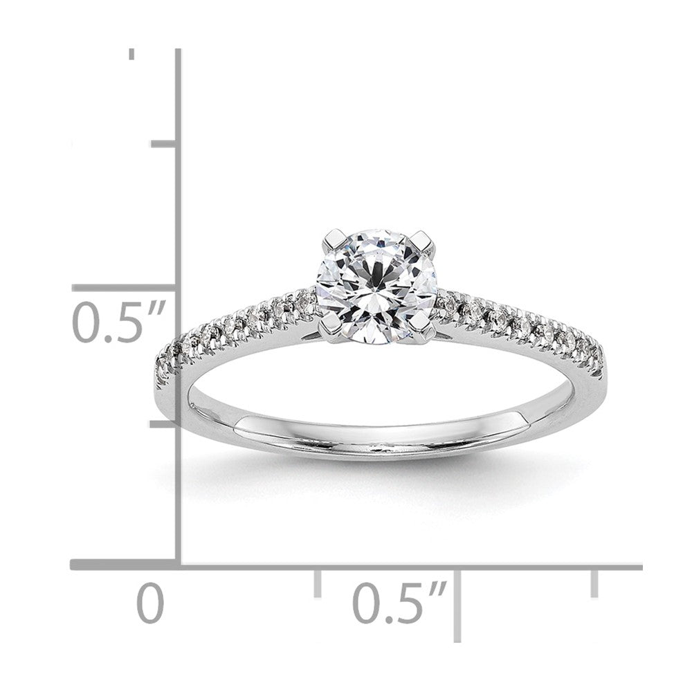 0.10ct. CZ Solid Real 14K White Gold Peg Set Engagement Ring