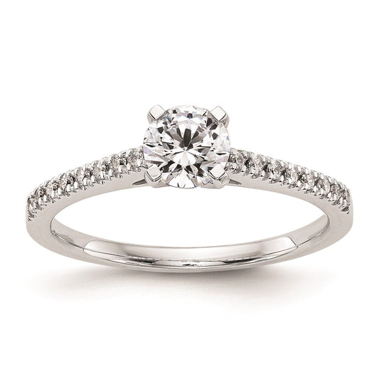 0.10ct. CZ Solid Real 14K White Gold Peg Set Engagement Ring