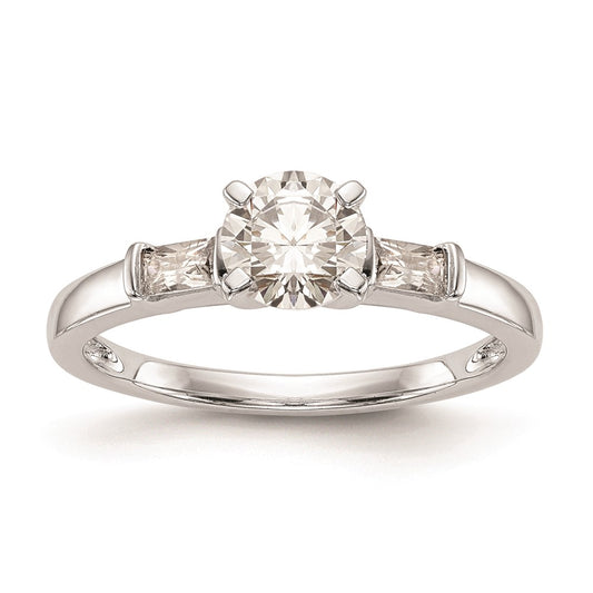 0.24ct. CZ Solid Real 14K White Gold Peg Set Engagement Ring