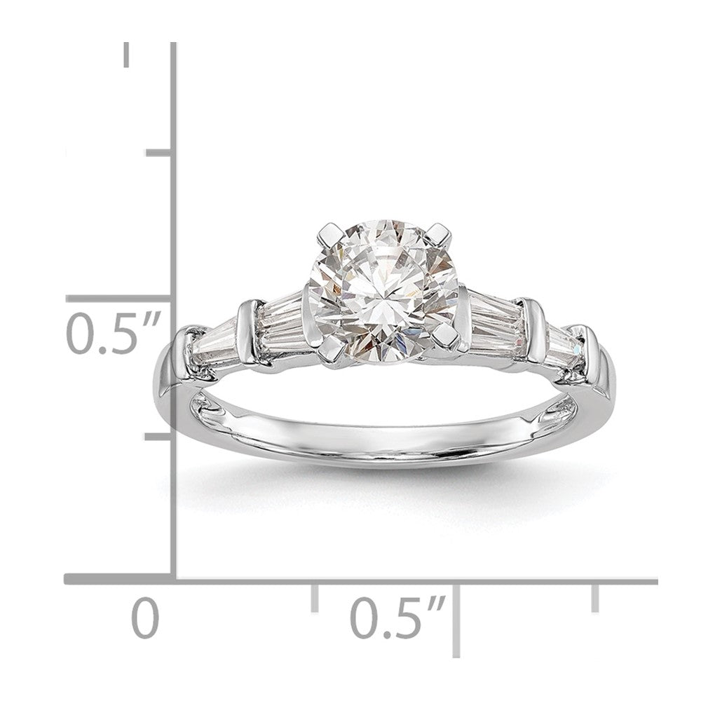 0.40ct. CZ Solid Real 14K White Gold Peg Set Engagement Ring