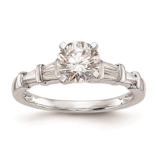 0.40ct. CZ Solid Real 14K White Gold Peg Set Engagement Ring