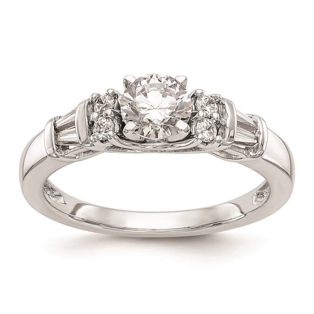 0.30ct. CZ Solid Real 14K White Gold Peg Set Engagement Ring