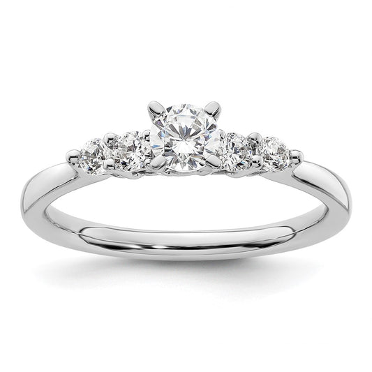 0.22ct. CZ Solid Real 14K White Gold Peg Set Engagement Ring