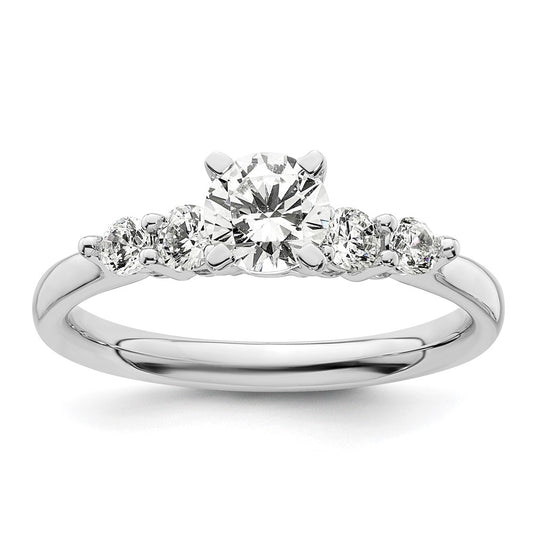 0.30ct. CZ Solid Real 14K White Gold Peg Set Engagement Ring