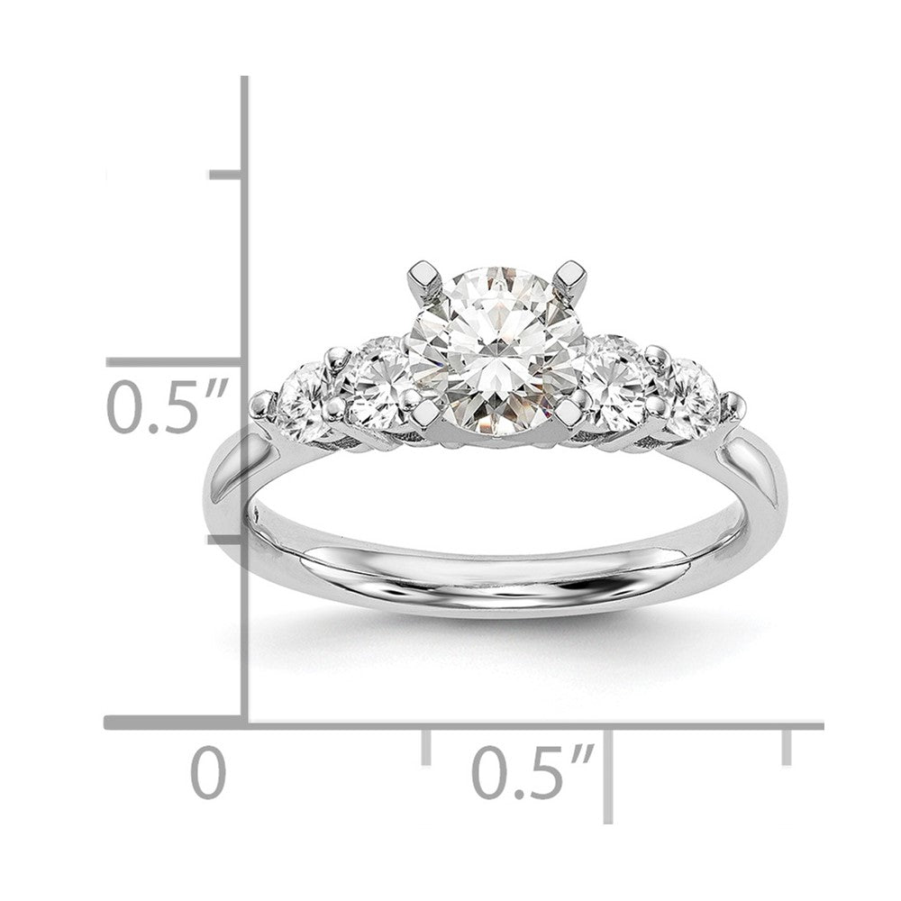 0.49ct. CZ Solid Real 14K White Gold Peg Set Engagement Ring