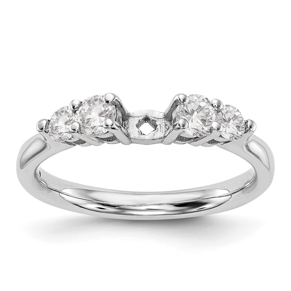 0.49ct. CZ Solid Real 14K White Gold Peg Set Engagement Ring