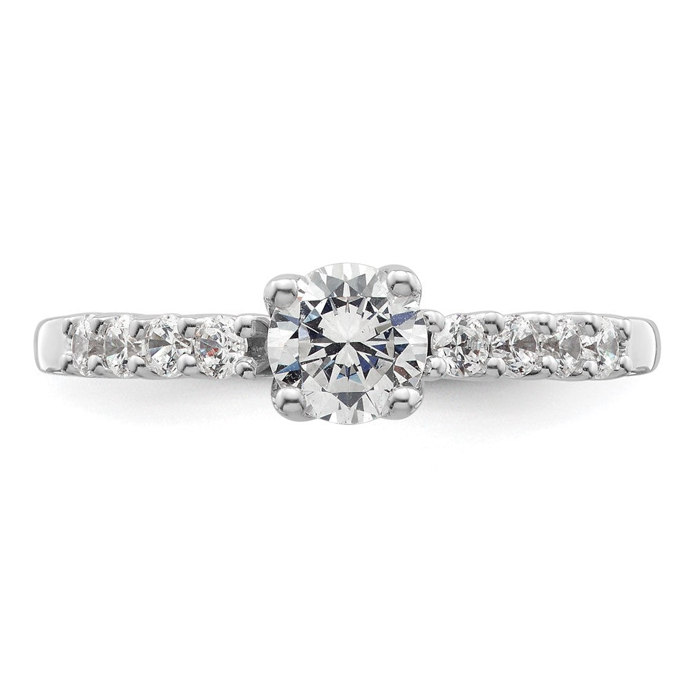 0.31ct. CZ Solid Real 14K White Gold Peg Set Engagement Ring