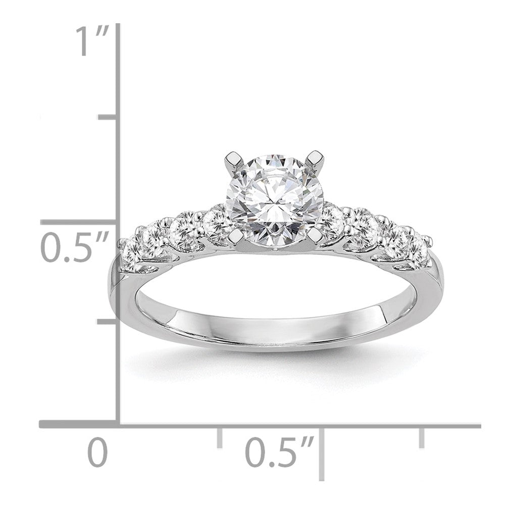 0.40ct. CZ Solid Real 14K White Gold Peg Set Engagement Ring