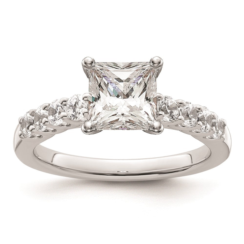 0.52ct. CZ Solid Real 14K White Gold Peg Set Engagement Ring