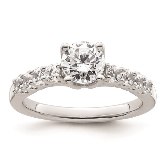 0.52ct. CZ Solid Real 14K White Gold Peg Set Engagement Ring