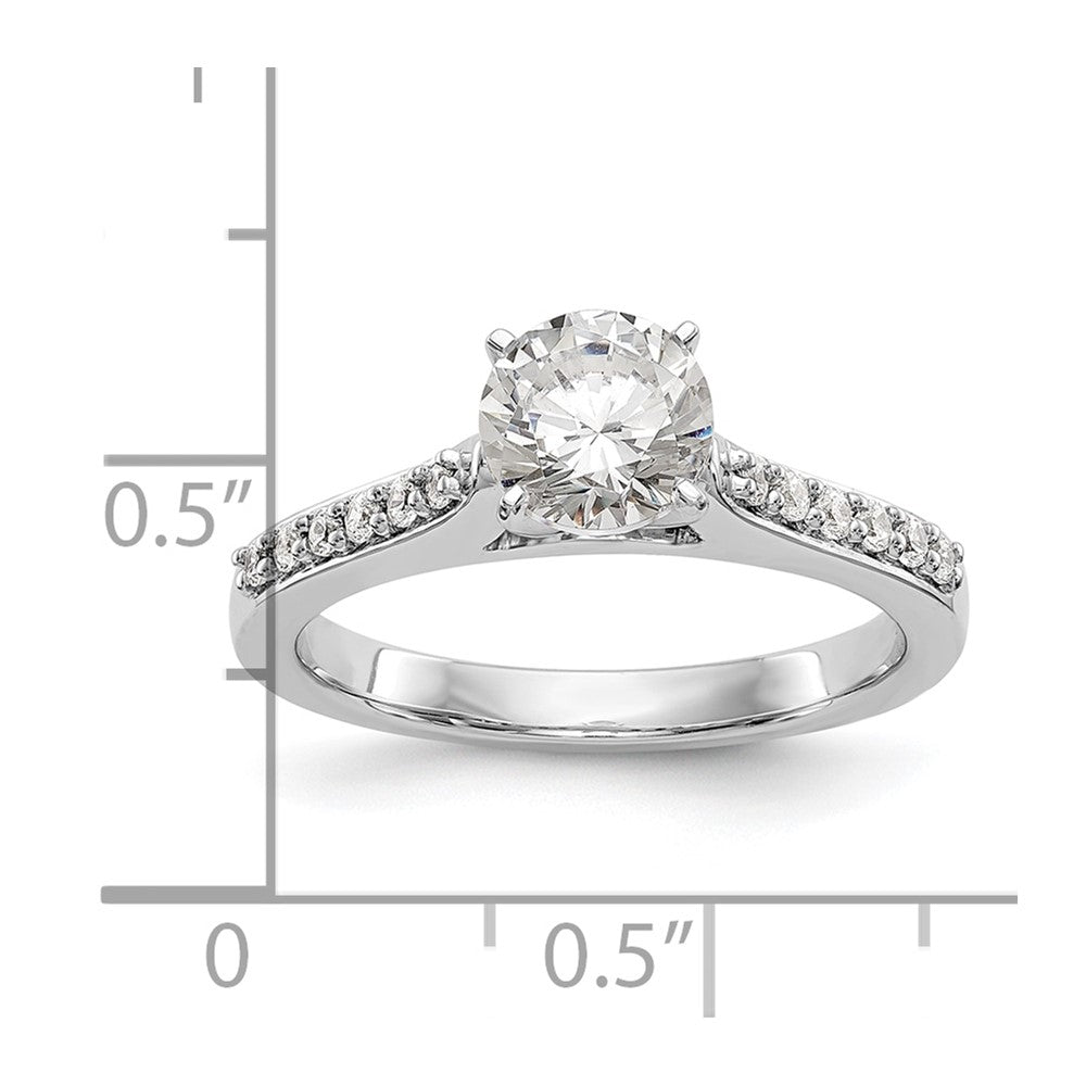 0.17ct. CZ Solid Real 14K White Gold Peg Set Engagement Ring