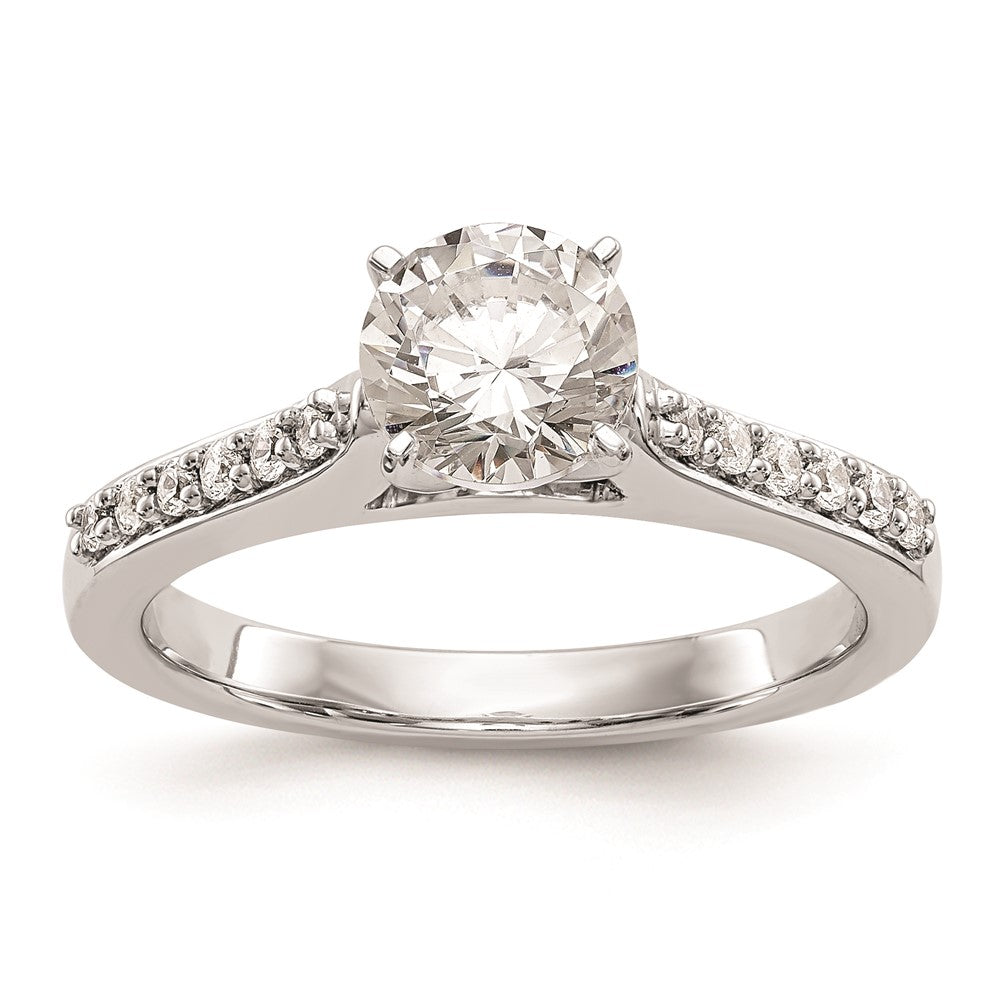 0.17ct. CZ Solid Real 14K White Gold Peg Set Engagement Ring