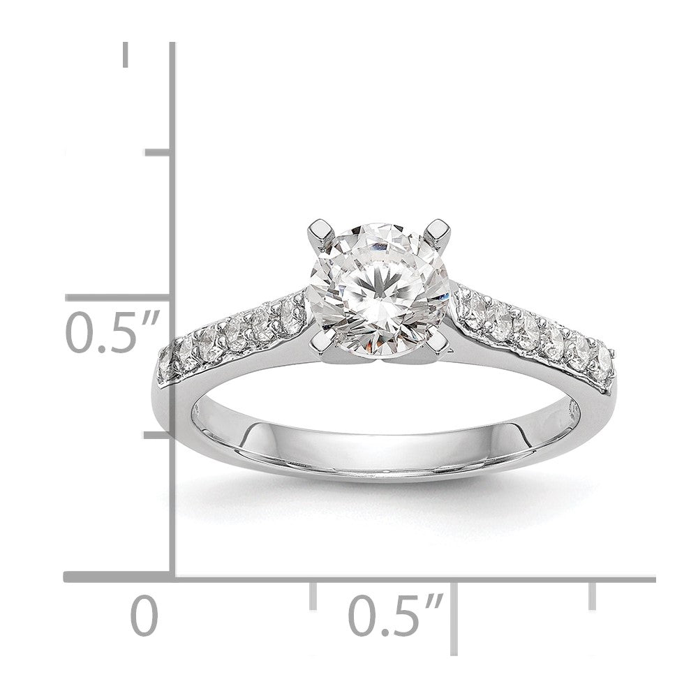 0.25ct. CZ Solid Real 14K White Gold Peg Set Engagement Ring