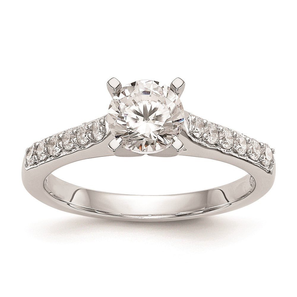 0.25ct. CZ Solid Real 14K White Gold Peg Set Engagement Ring