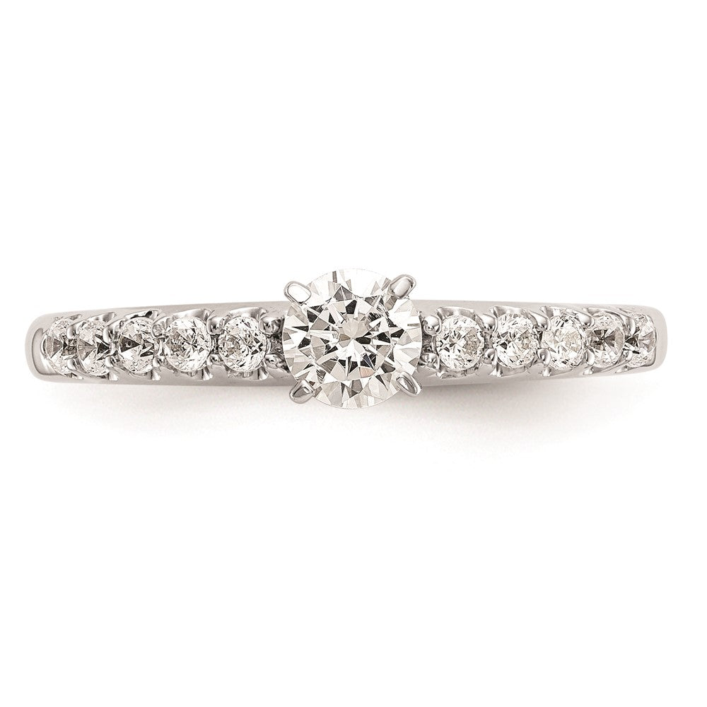 0.25ct. CZ Solid Real 14K White Gold Peg Set Engagement Ring