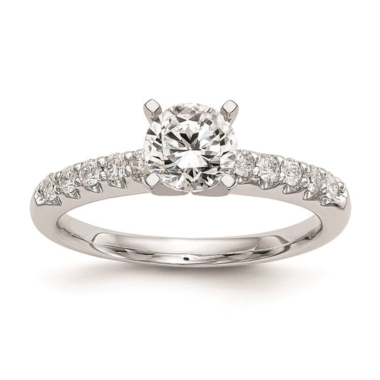 0.25ct. CZ Solid Real 14K White Gold Peg Set Engagement Ring