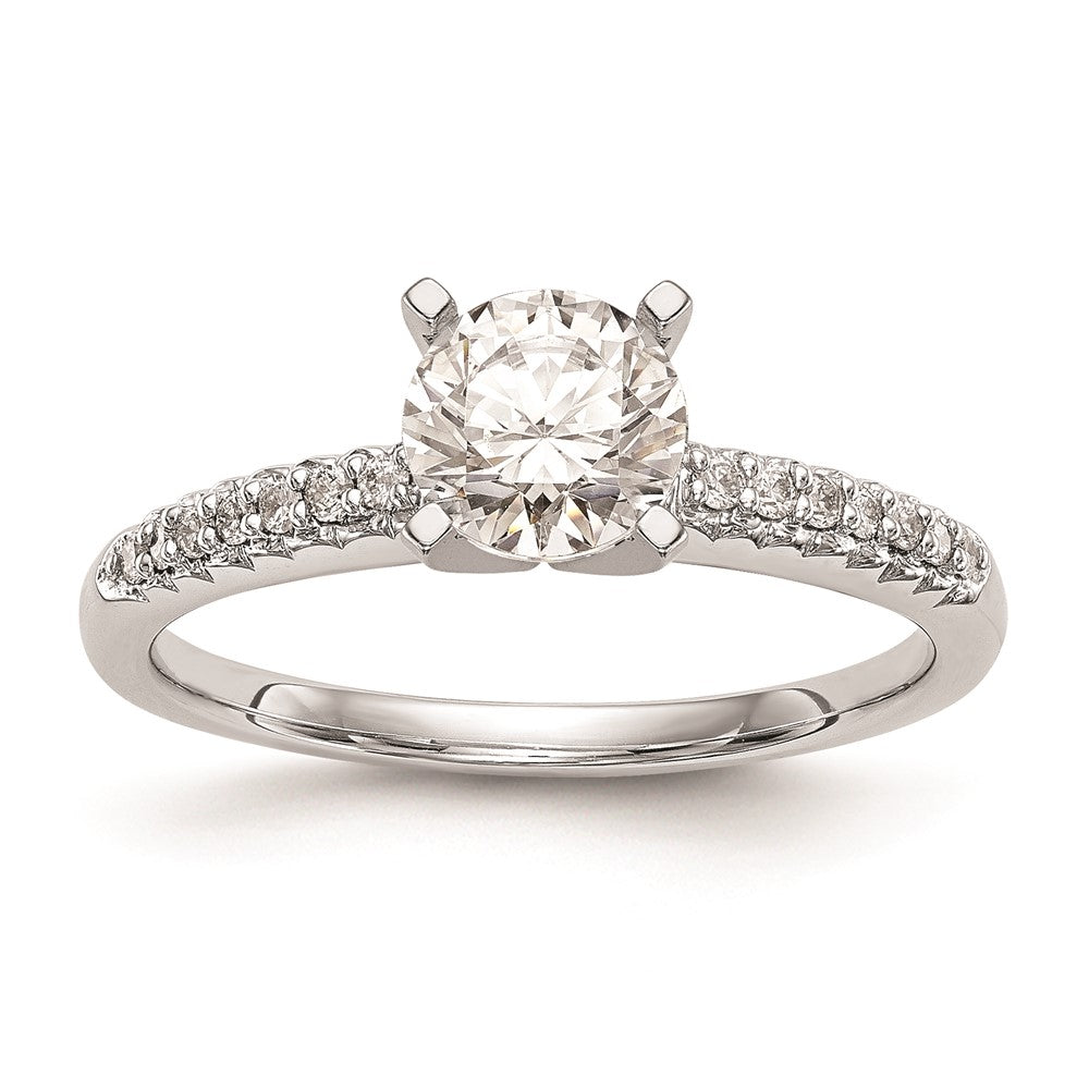 0.10ct. CZ Solid Real 14K White Gold Peg Set Engagement Ring