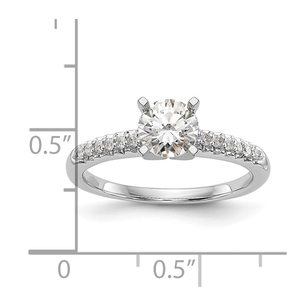 0.12ct. CZ Solid Real 14K White Gold Peg Set Engagement Ring