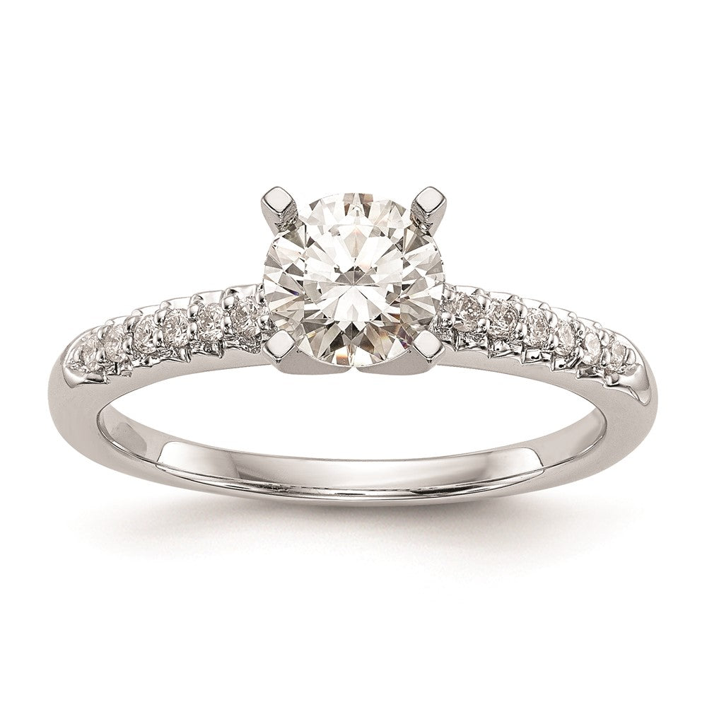 0.12ct. CZ Solid Real 14K White Gold Peg Set Engagement Ring