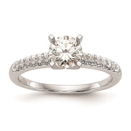 0.12ct. CZ Solid Real 14K White Gold Peg Set Engagement Ring