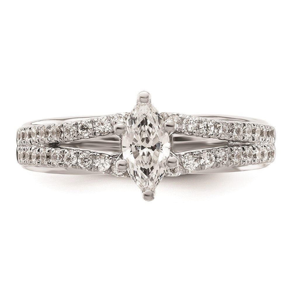 0.44ct. CZ Solid Real 14K White Gold Peg Set Engagement Ring