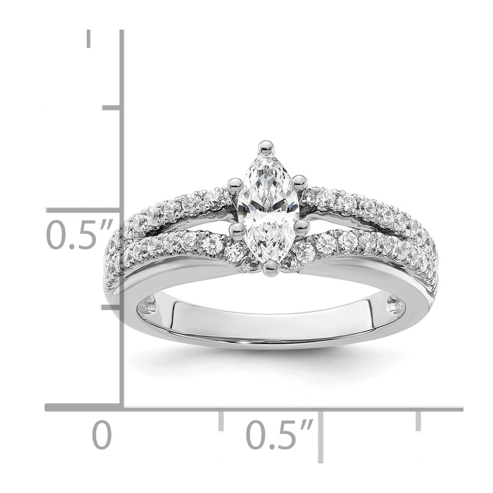 0.44ct. CZ Solid Real 14K White Gold Peg Set Engagement Ring