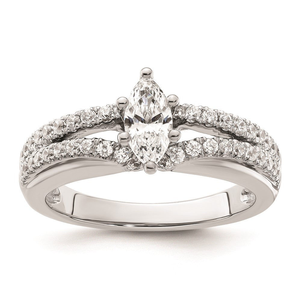 0.44ct. CZ Solid Real 14K White Gold Peg Set Engagement Ring