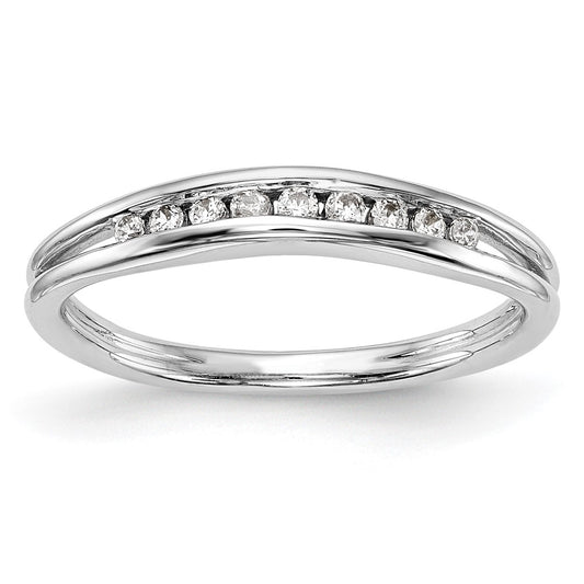 0.14ct. CZ Solid Real 14k White Gold Wedding Wedding Band Ring