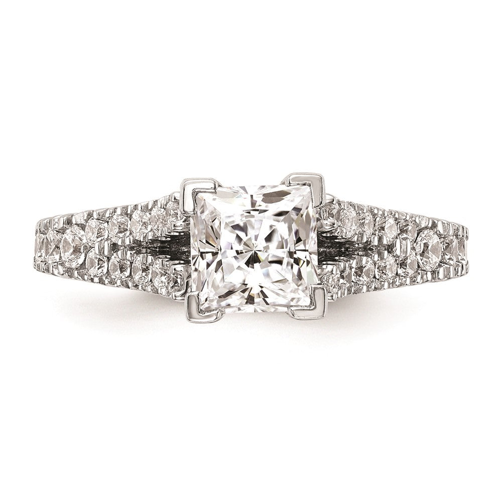 0.51ct. CZ Solid Real 14K White Gold Peg Set Engagement Ring