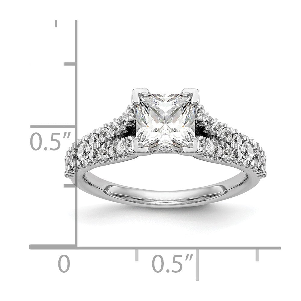 0.51ct. CZ Solid Real 14K White Gold Peg Set Engagement Ring