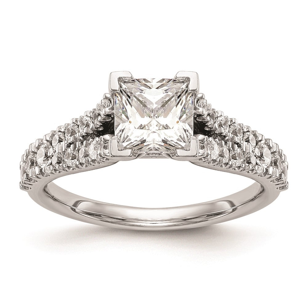 0.51ct. CZ Solid Real 14K White Gold Peg Set Engagement Ring