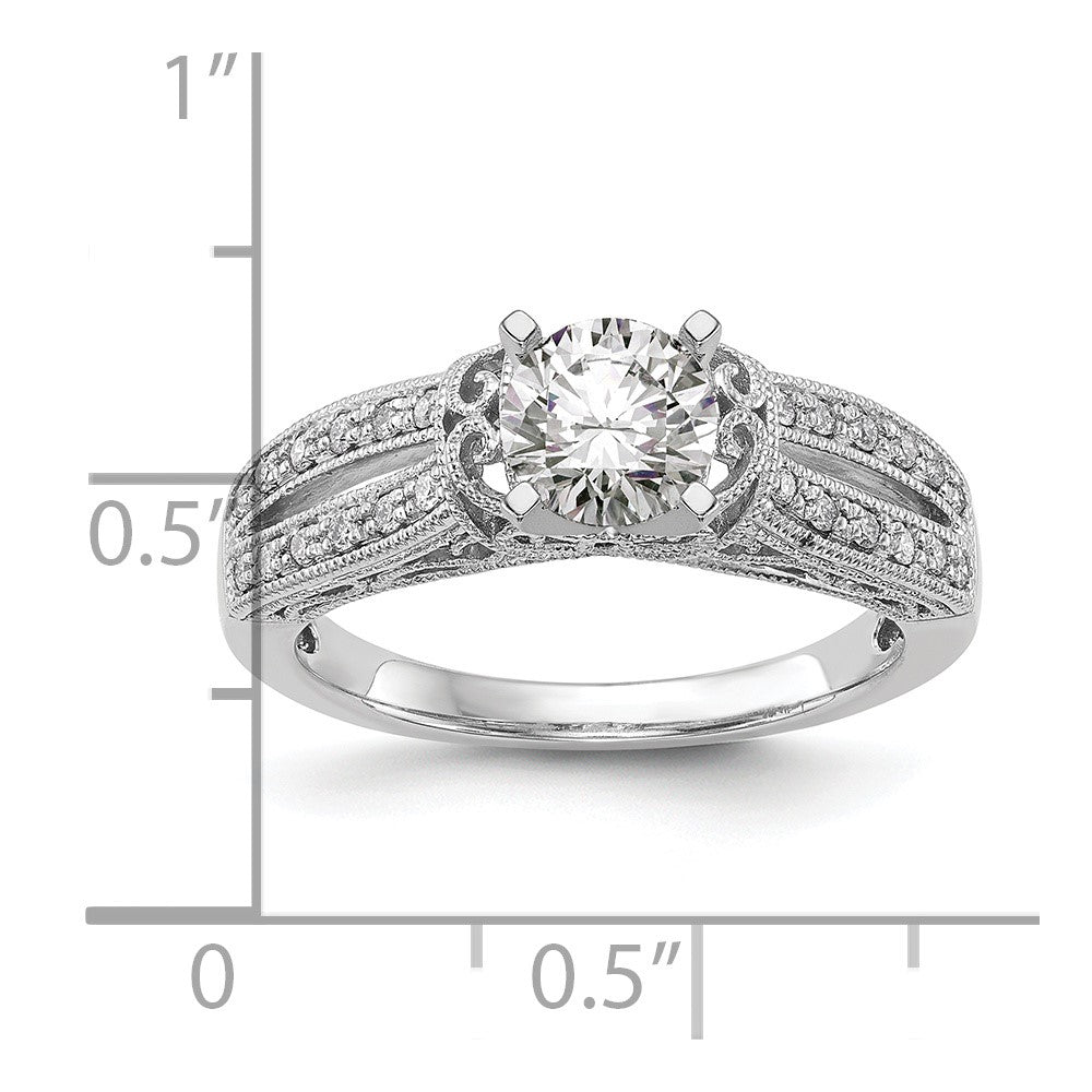 0.17ct. CZ Solid Real 14K White Gold Peg Set Engagement Ring