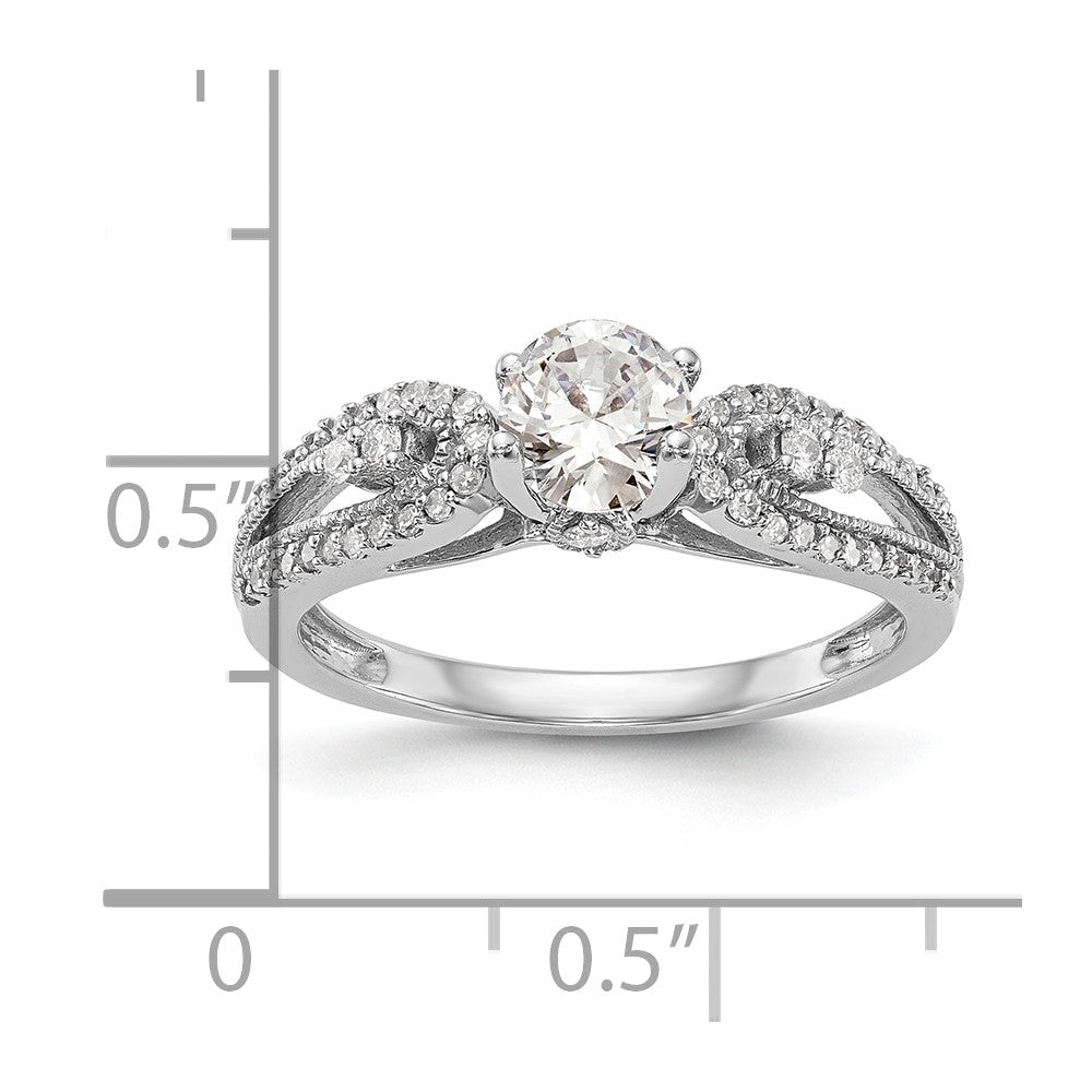 0.25ct. CZ Solid Real 14K White Gold Engagement Ring