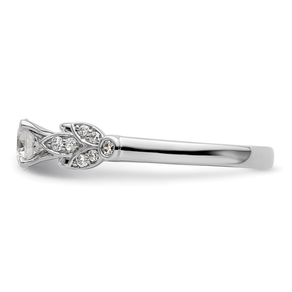 0.17ct. CZ Solid Real 14K White Gold Peg Set Engagement Ring