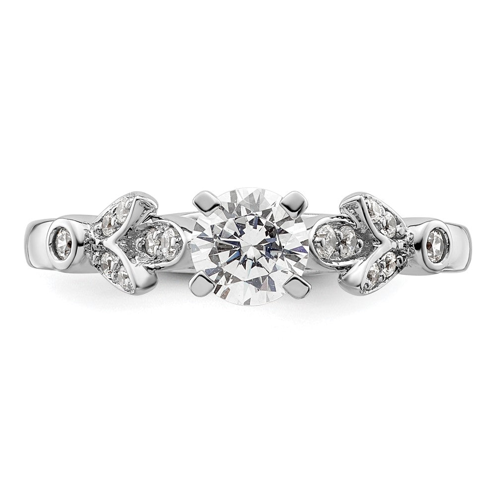 0.17ct. CZ Solid Real 14K White Gold Peg Set Engagement Ring