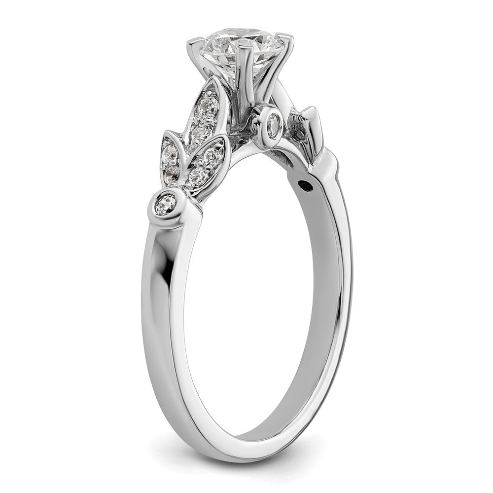 0.17ct. CZ Solid Real 14K White Gold Peg Set Engagement Ring