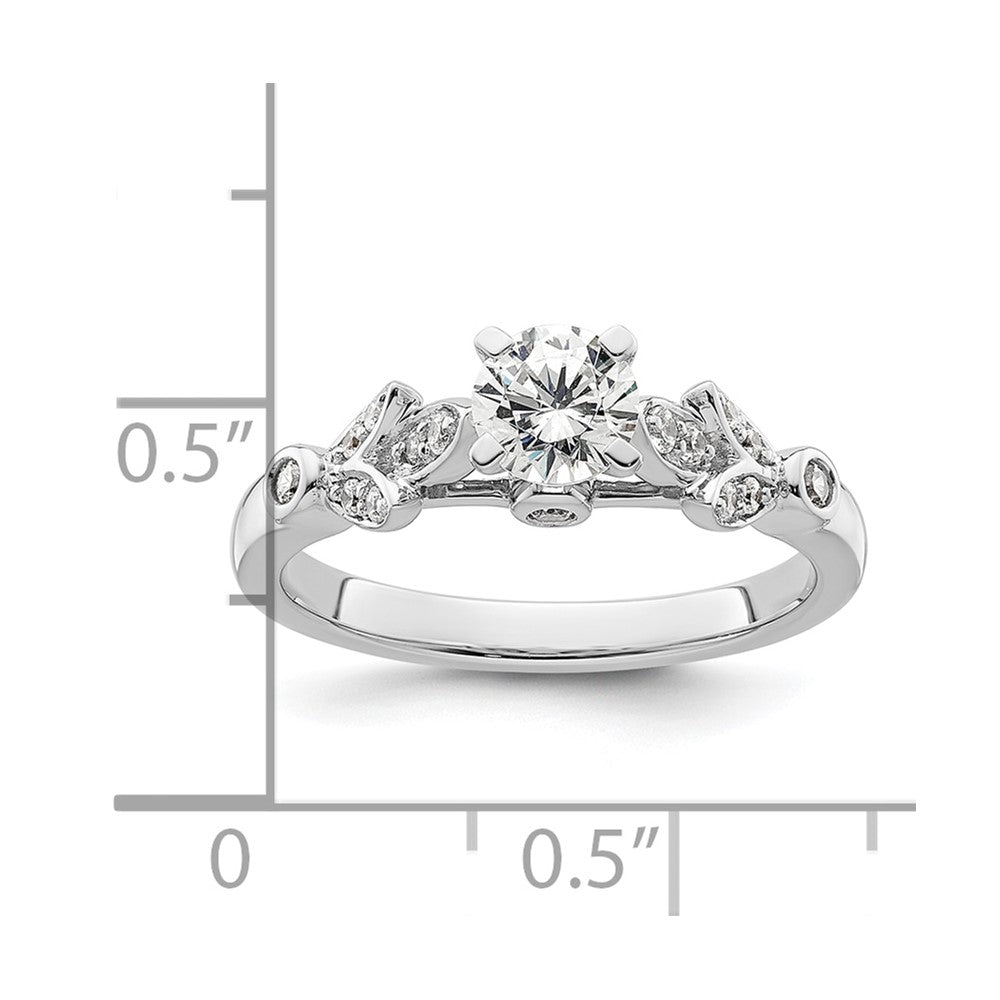 0.17ct. CZ Solid Real 14K White Gold Peg Set Engagement Ring