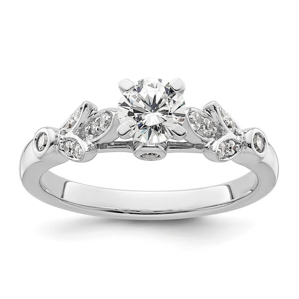 0.17ct. CZ Solid Real 14K White Gold Peg Set Engagement Ring