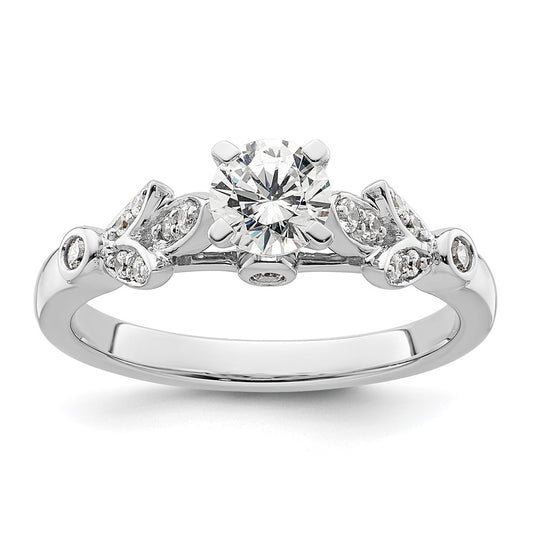 0.17ct. CZ Solid Real 14K White Gold Peg Set Engagement Ring