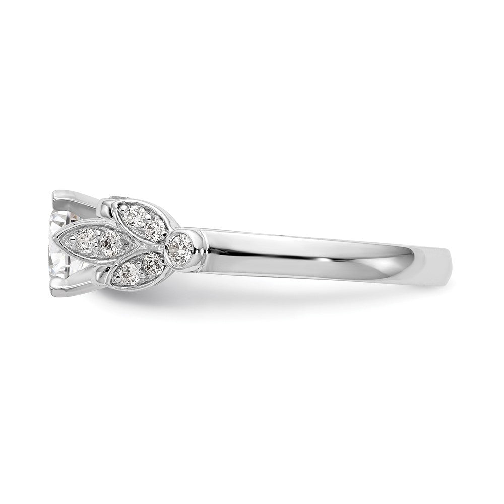 0.29ct. CZ Solid Real 14K White Gold Peg Set Engagement Ring