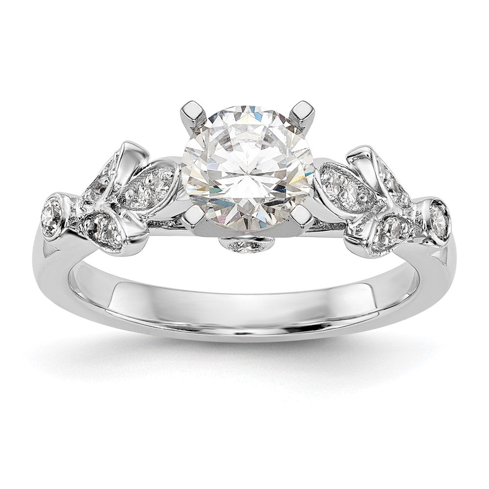 0.29ct. CZ Solid Real 14K White Gold Peg Set Engagement Ring