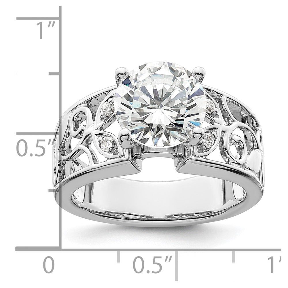 0.06ct. CZ Solid Real 14K White Gold Peg Set Engagement Ring