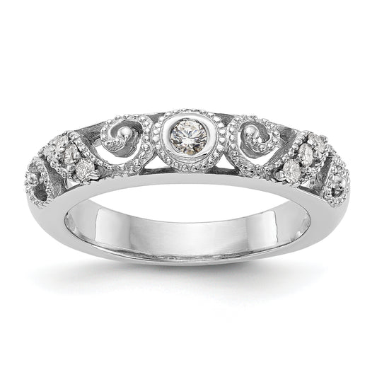 0.14ct. CZ Solid Real 14k White Gold Wedding Wedding Band Ring