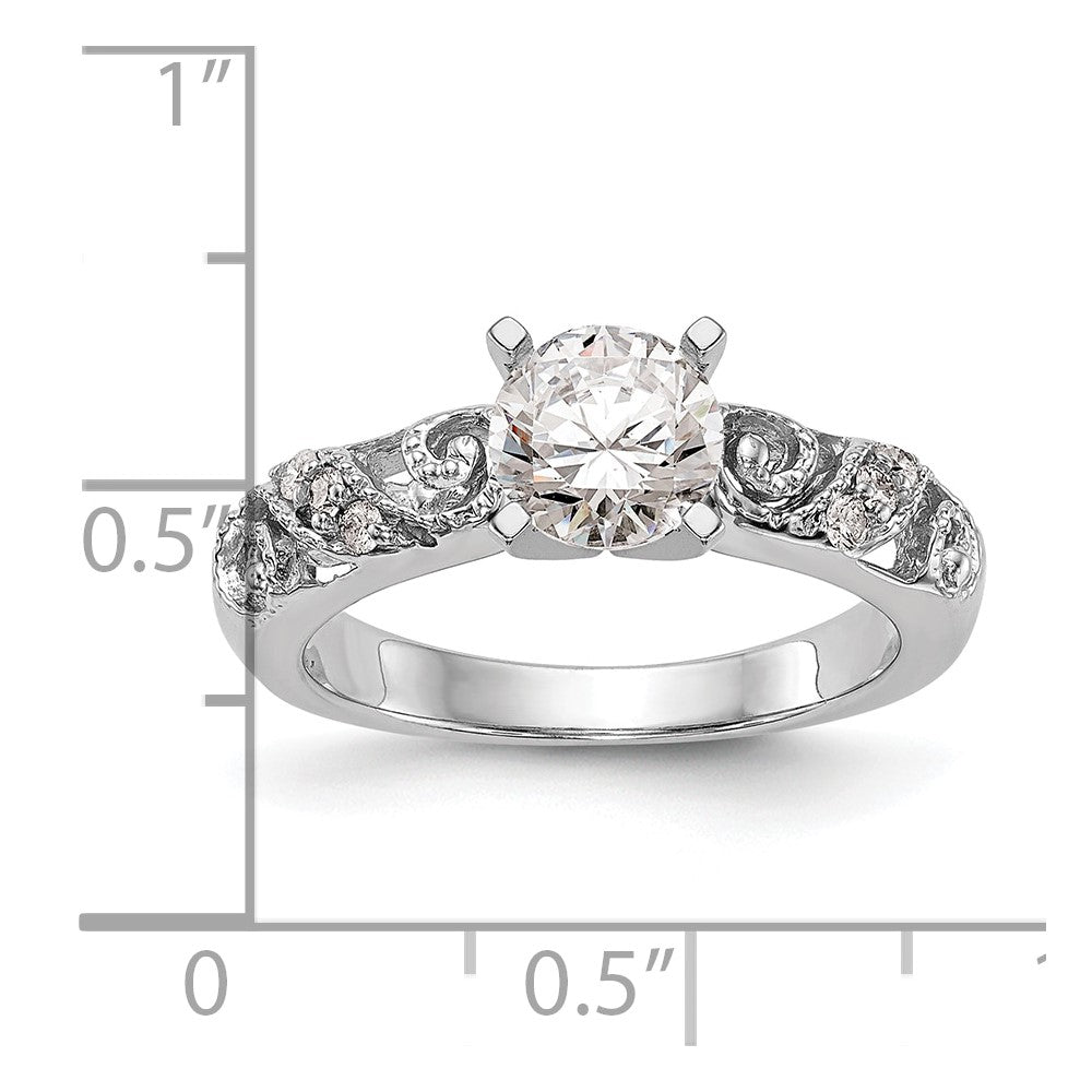 0.07ct. CZ Solid Real 14K White Gold Peg Set Engagement Ring