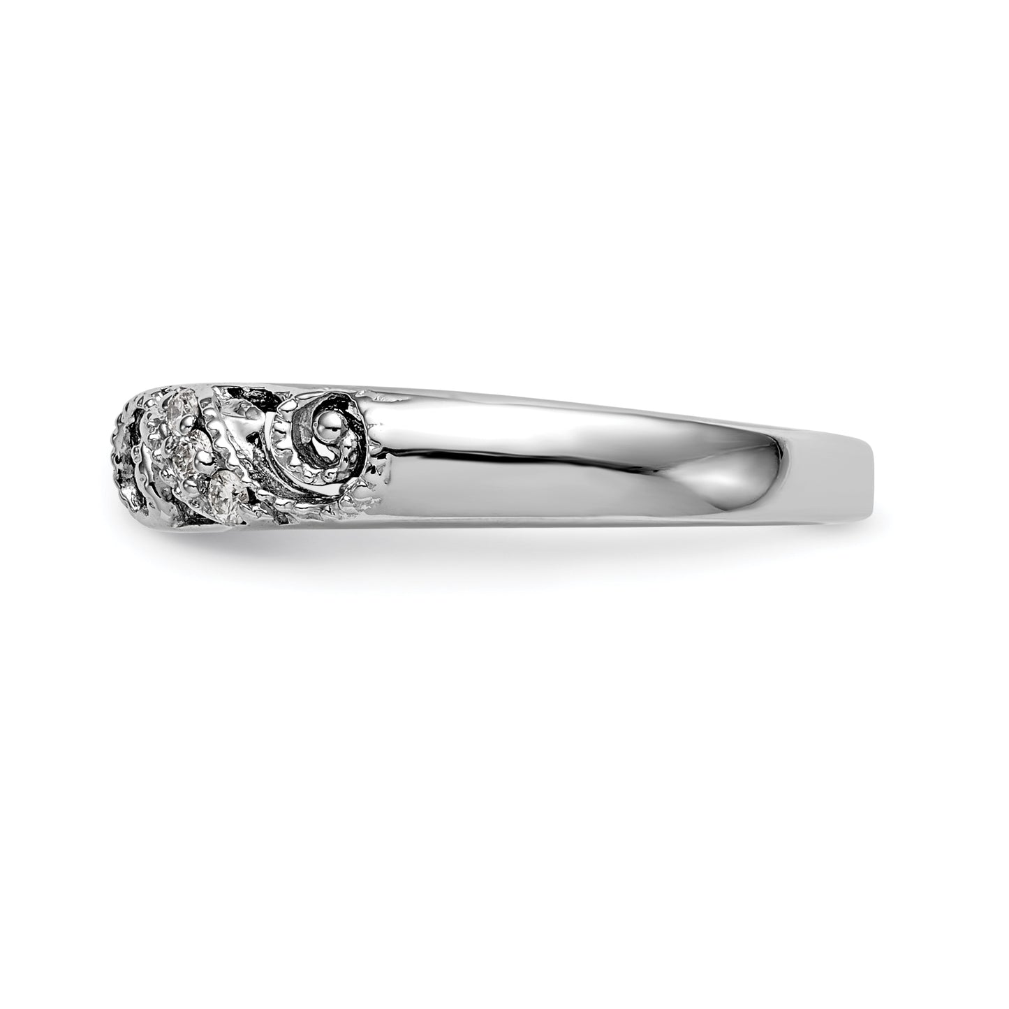 0.07ct. CZ Solid Real 14K White Gold Peg Set Engagement Ring