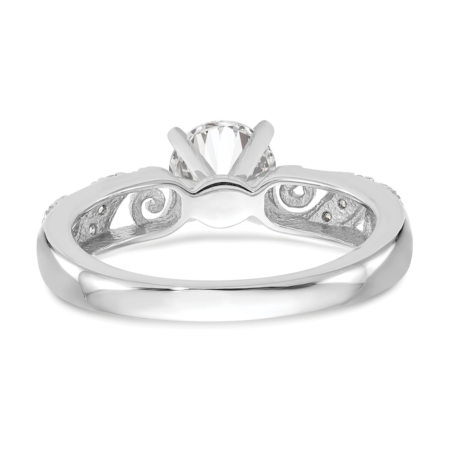 0.07ct. CZ Solid Real 14K White Gold Peg Set Engagement Ring