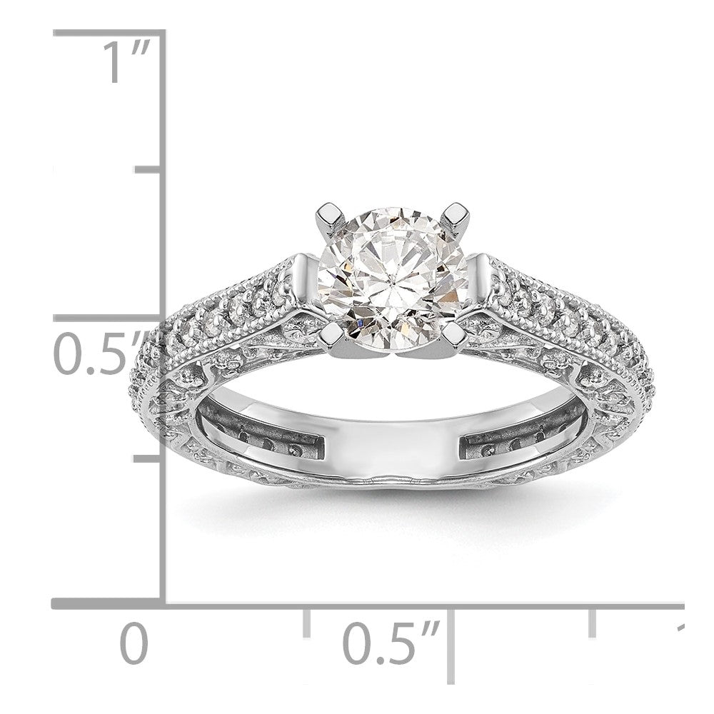 0.48ct. CZ Solid Real 14K White Gold Peg Set Engagement Ring