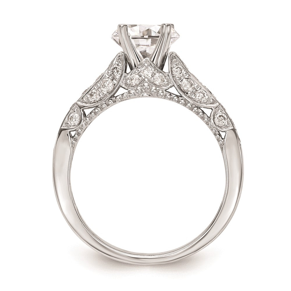 0.62ct. CZ Solid Real 14K White Gold Peg Set Engagement Ring