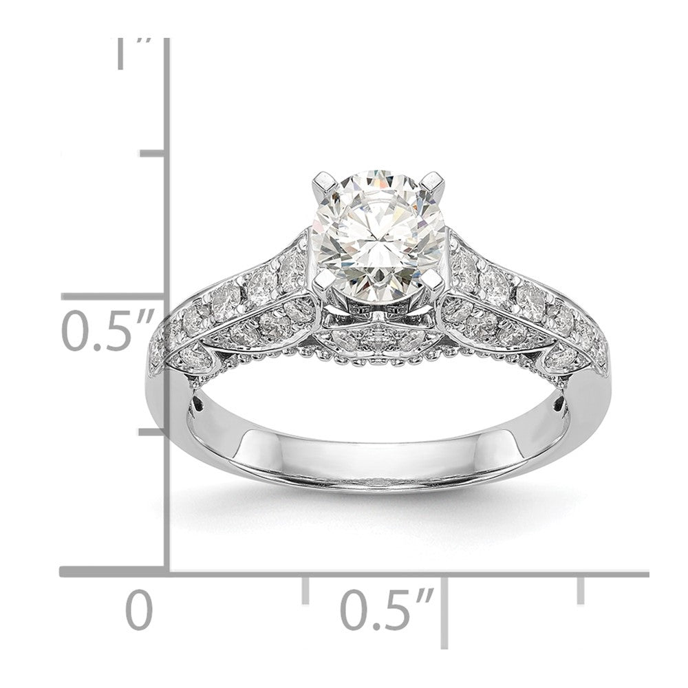 0.62ct. CZ Solid Real 14K White Gold Peg Set Engagement Ring